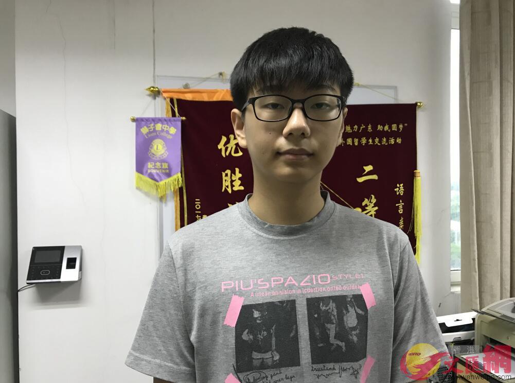 香港新生王溢龍認為，在大灣區求學對未來回香港發展有競爭優勢(記者 盧靜怡 攝)